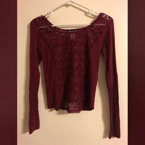3/$15 Burgundy Lace Long Sleeve